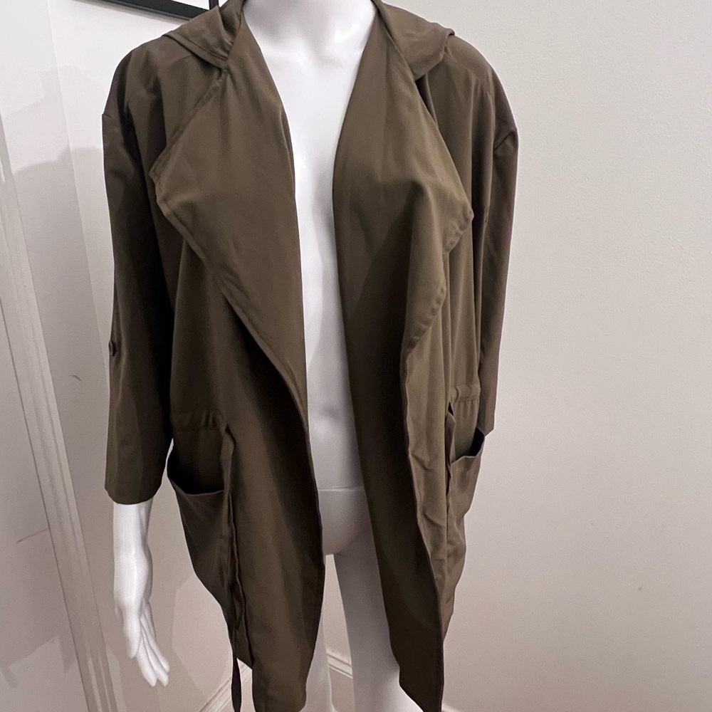 Green jacket with cinched waist option